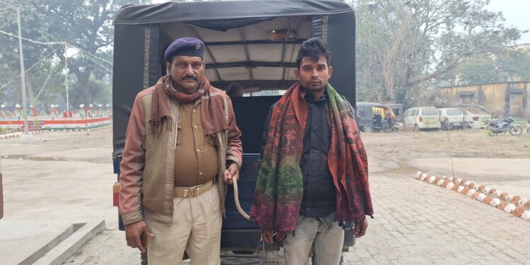 खस्सी चुराने के आरोप में आरोपी गिरफ्तार।