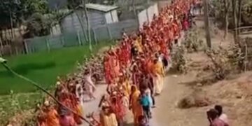 कलश यात्रा के साथ ही महाविष्णु यज्ञ का हुआ शुभारंभ ,वैदिक मंत्रोच्चारण से भक्तिमय हुआ पूरा क्षेत्र