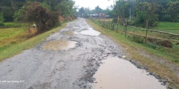 दर्जनों गांवों को जोड़ने वाली सड़क पहली बारिश में हीं तालाब में तब्दील