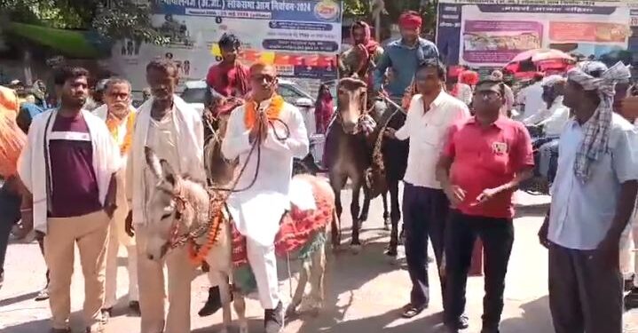 गोपालगंज में गदहे पर बैठकर नामांकन करने पहुंचे निर्दलीय प्रत्याशी, कहा जनता को नेता समझते है गदहा…