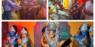 अररिया- बाबाजी कुटिया में हो रहे महाअष्टयाम में दिखाया जा रहा है अलग-अलग भक्ति की झांकी।