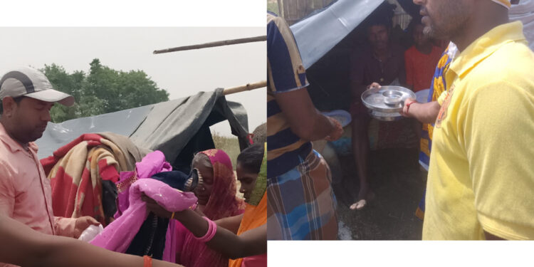 नजरिया न्यूज / कुशेश्वरस्थान दरभंगा :- अग्निपीड़ित परिवार के बीच बाबा कुशेश्वर सेवा संस्था नें पहुंचा राहत सामग्री।