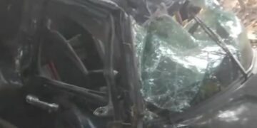 स्कार्पियो दुर्घटनाग्रस्त बाल बाल बचे स्कॉर्पियो सवार यात्री