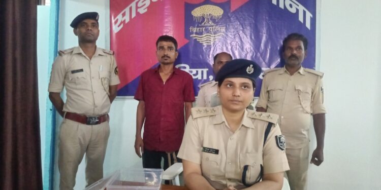 अररिया – पकड़े गए साइबर ठग से 29 हजार नगद, मोबाइल व डेबिट कार्ड बरामद