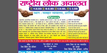 अररिया – राष्ट्रीय लोक अदालत का आयोजन आज