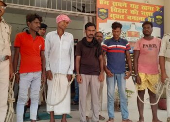 कुर्की उपरांत पांच अभियुक्त गिरफ्तार