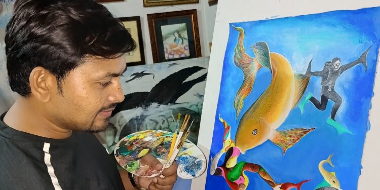 पूर्णिया – राष्ट्रीय कला प्रदर्शनी में पूर्णिया के चित्रकार ध्रुव कुमार की कलाकृतियों का होगा प्रदर्शन